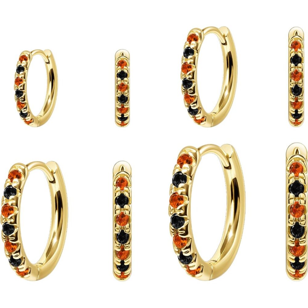 Small Gold Huggie Hoop Earrings Set for Women Men Hypoallergenic 14K Plated Stac